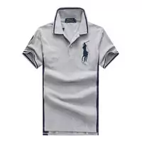 ralph lauren tee-shirt coton pima blue pony gray